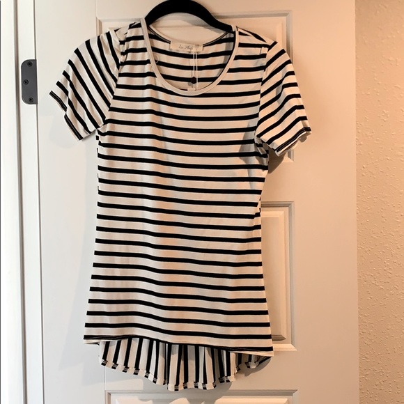 Donated - Pleated Back Striped Top Ivory S - Picture 2 of 4